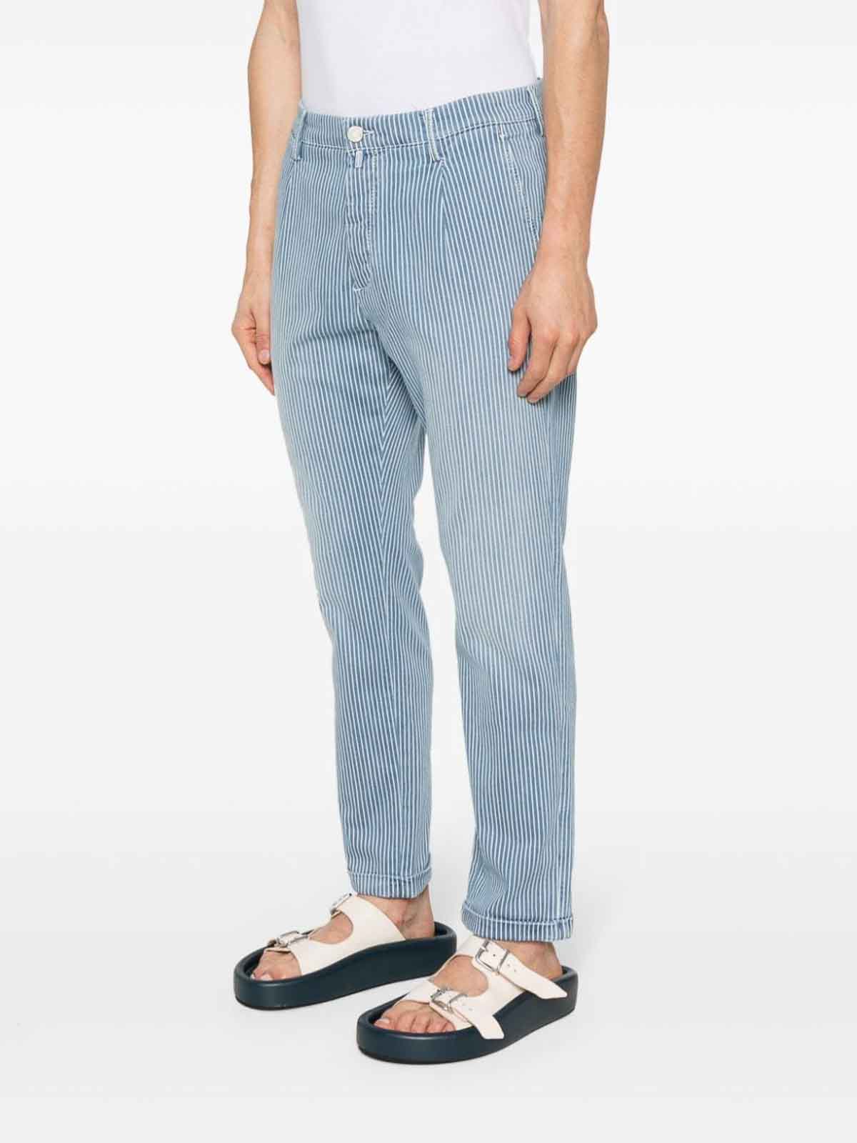 Shop Jacob Cohen Striped Jeans In Azul Claro