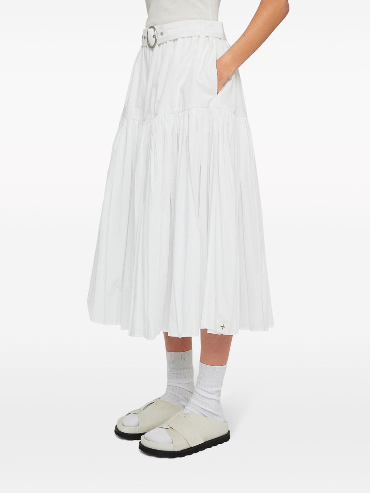 Shop Jil Sander Pleated Skirt In Blanco