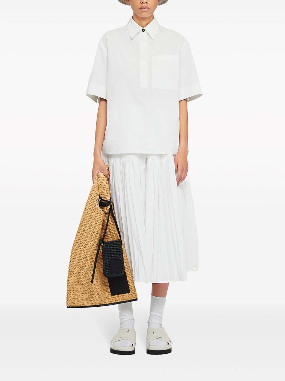 Shop Jil Sander Pleated Skirt In Blanco