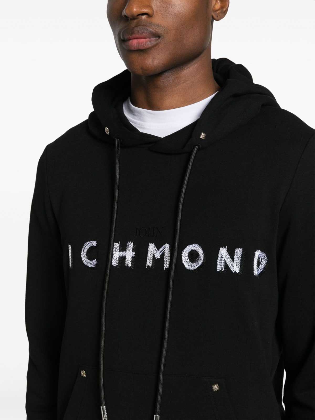 Shop John Richmond Logo Embroidery Sweatshirt In Negro