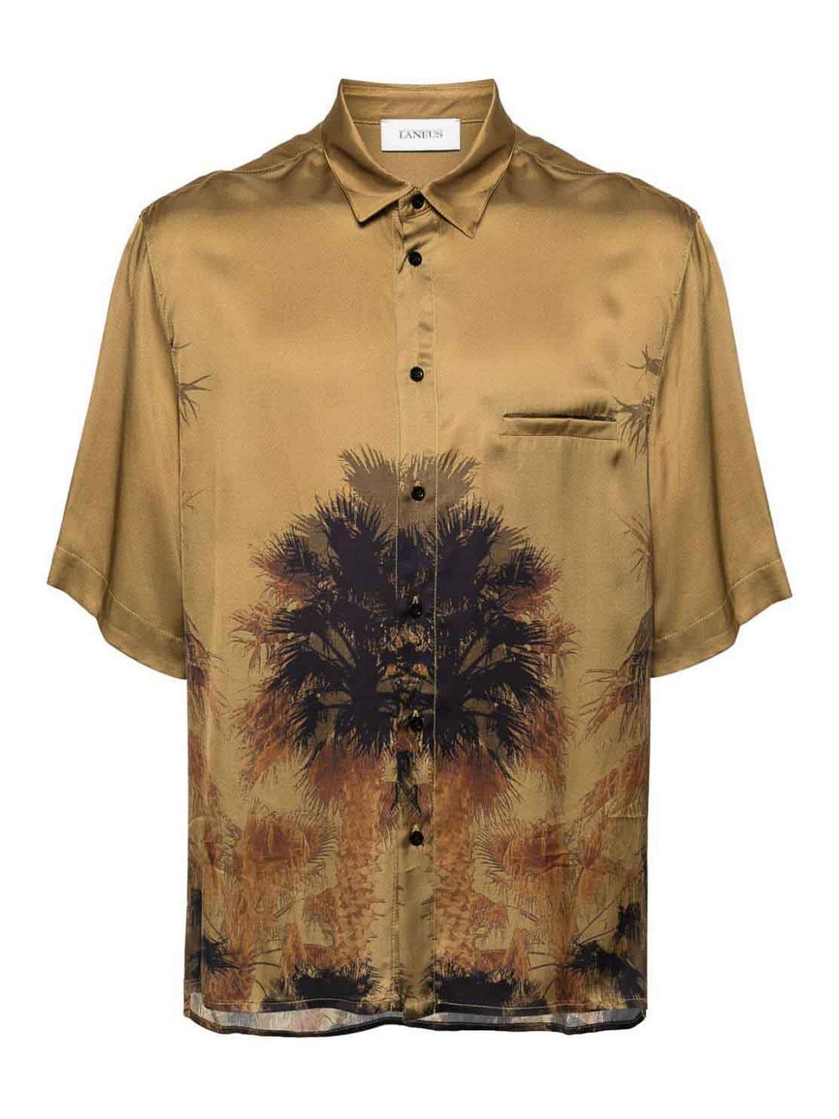 Shop Laneus Palm Tree Print Shirt In Verde
