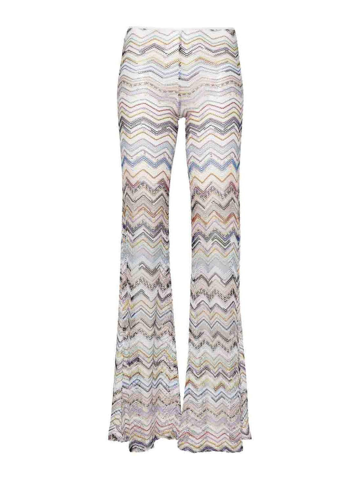 Missoni Flared Pants In Zigzag Crochet With Lurex In Multicolor