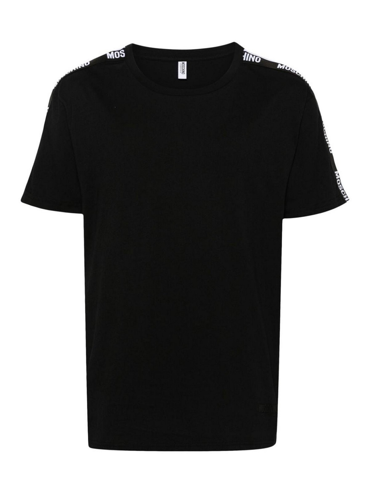 Moschino Logo-stripe Cotton T-shirt In Negro