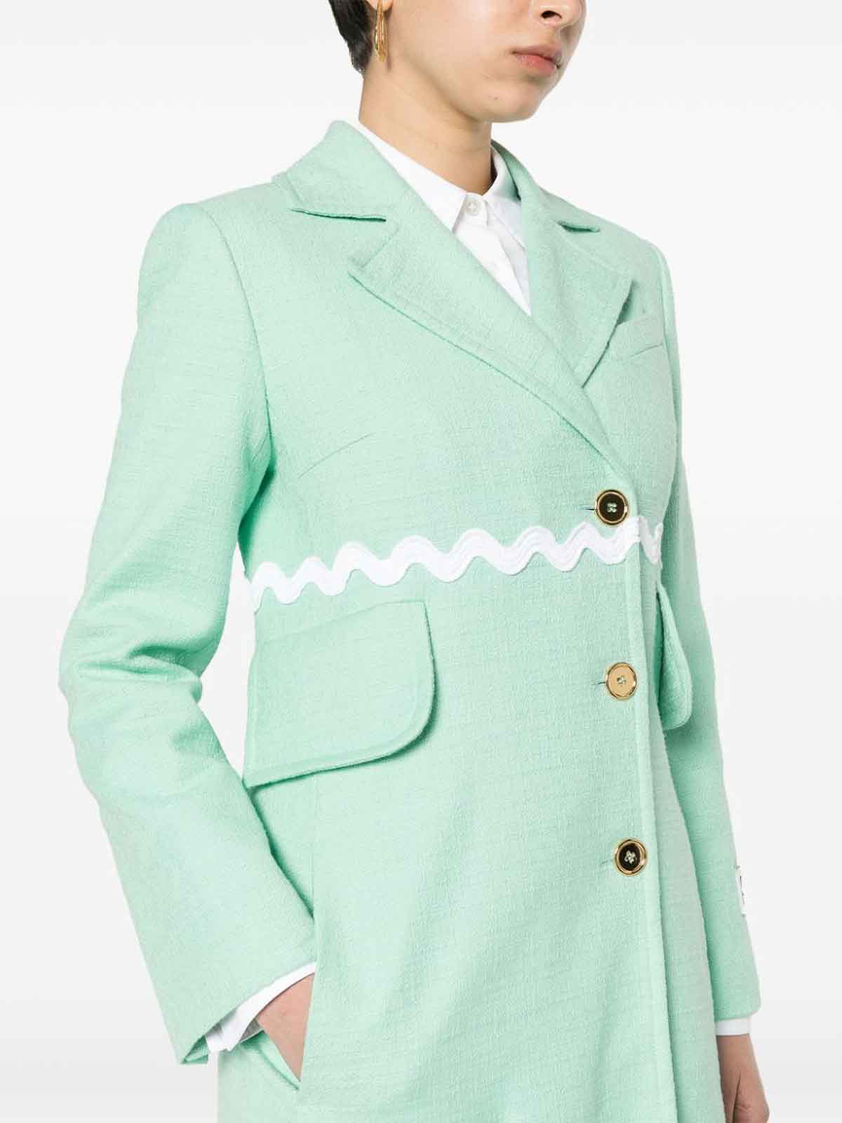 Shop Patou Tweed Coat In Verde