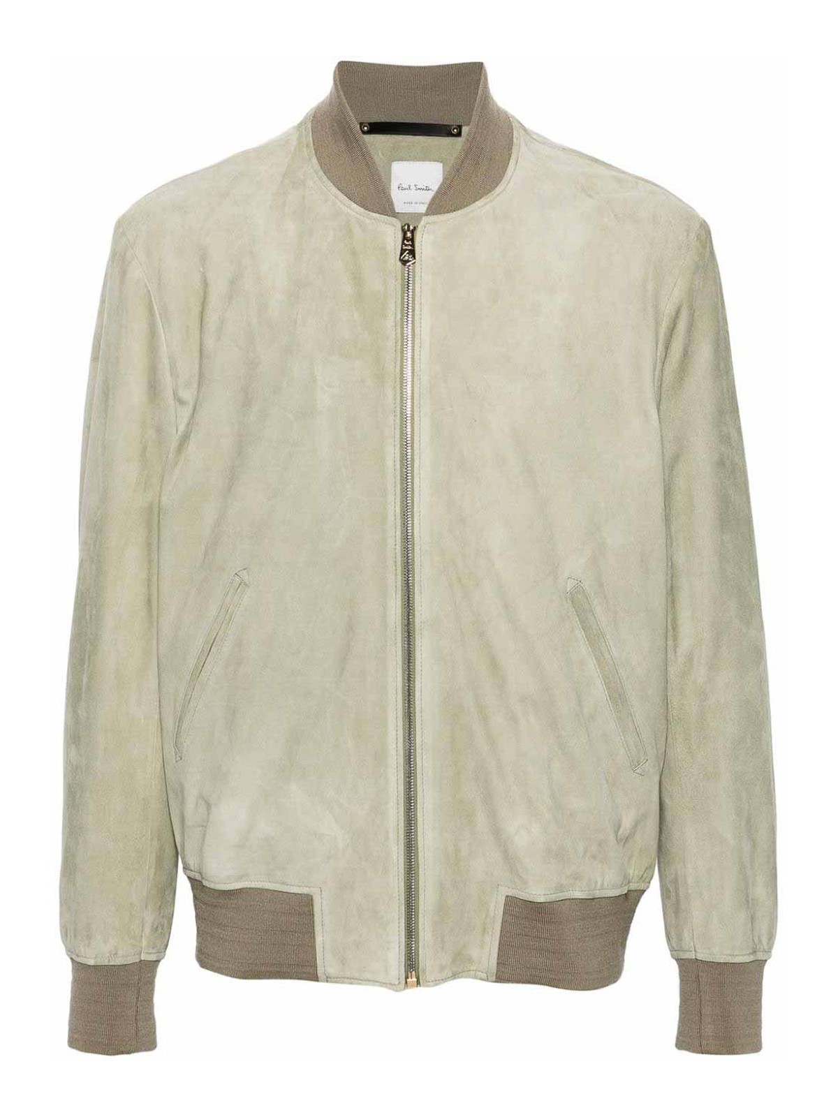 Paul Smith Suede Bomber Jacket In Neutral