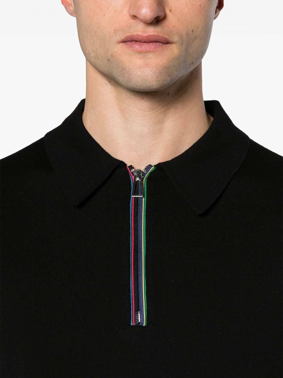Shop Paul Smith Polo With Zip In Black