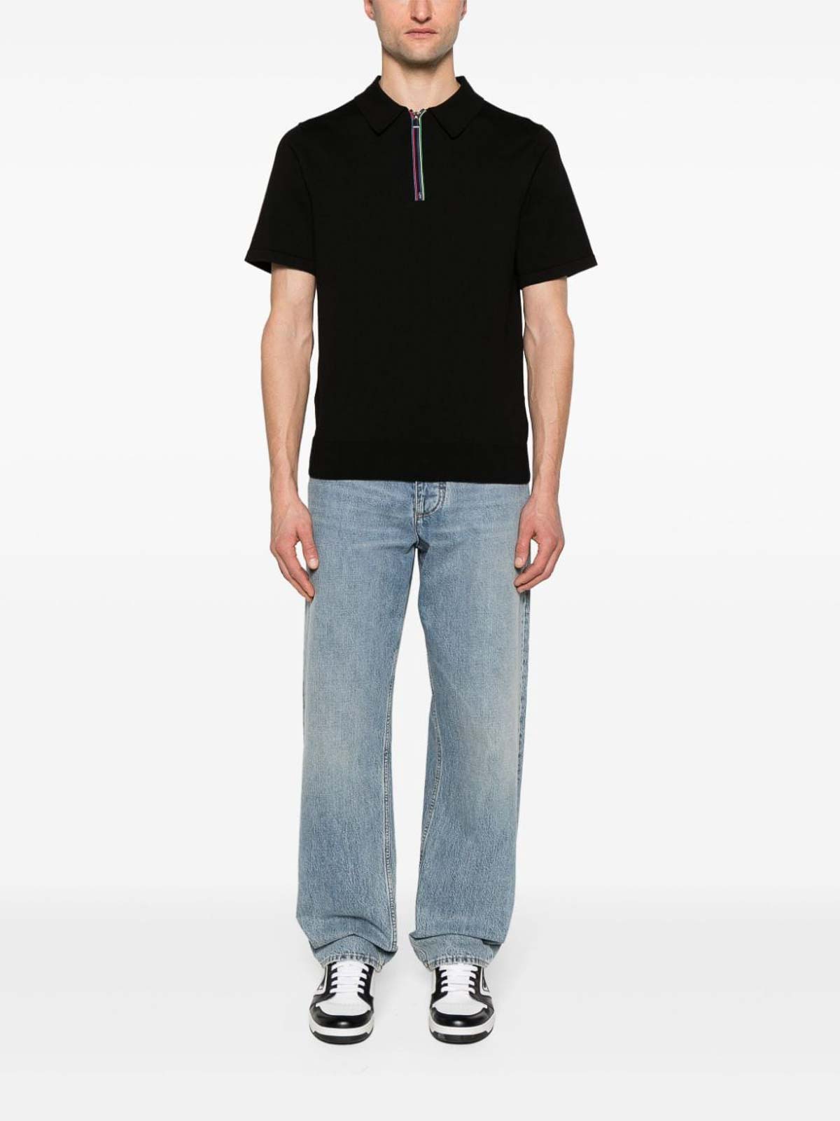 Shop Paul Smith Polo With Zip In Black