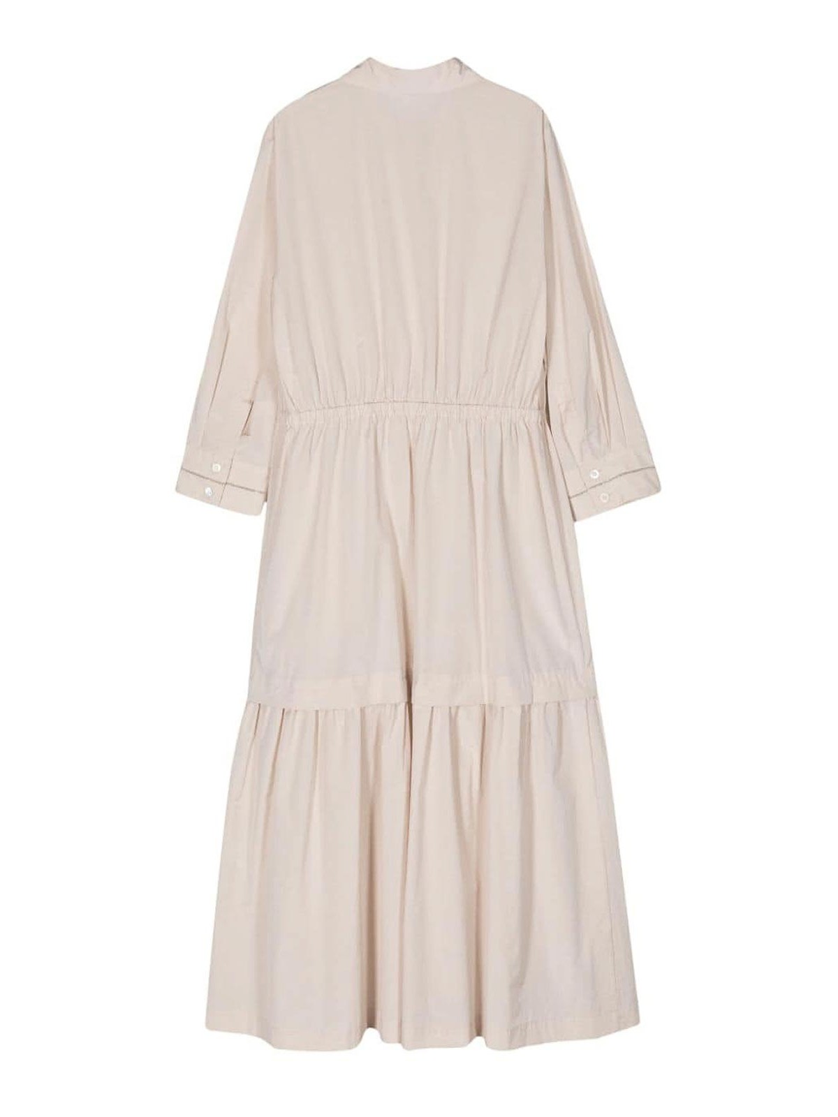 Shop Peserico Dress With Ruffles In Beige