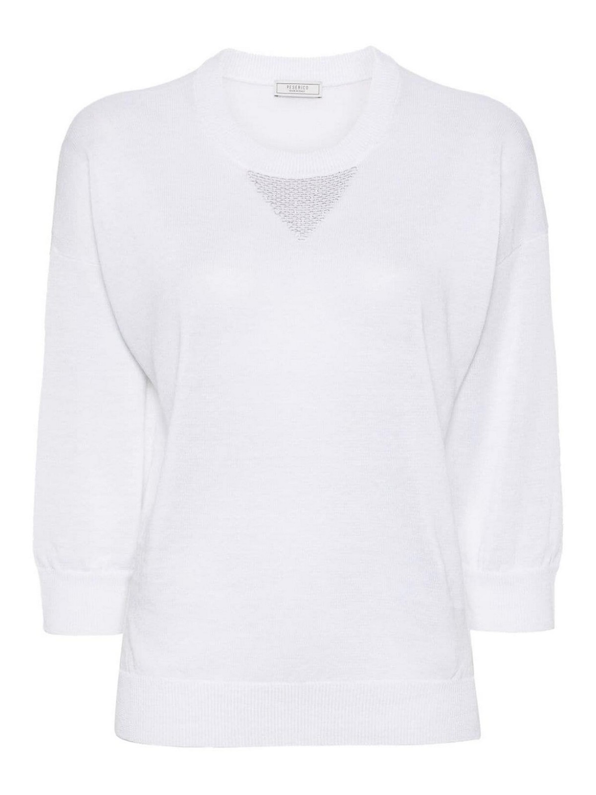 Shop Peserico Beaded Detail Sweater In White