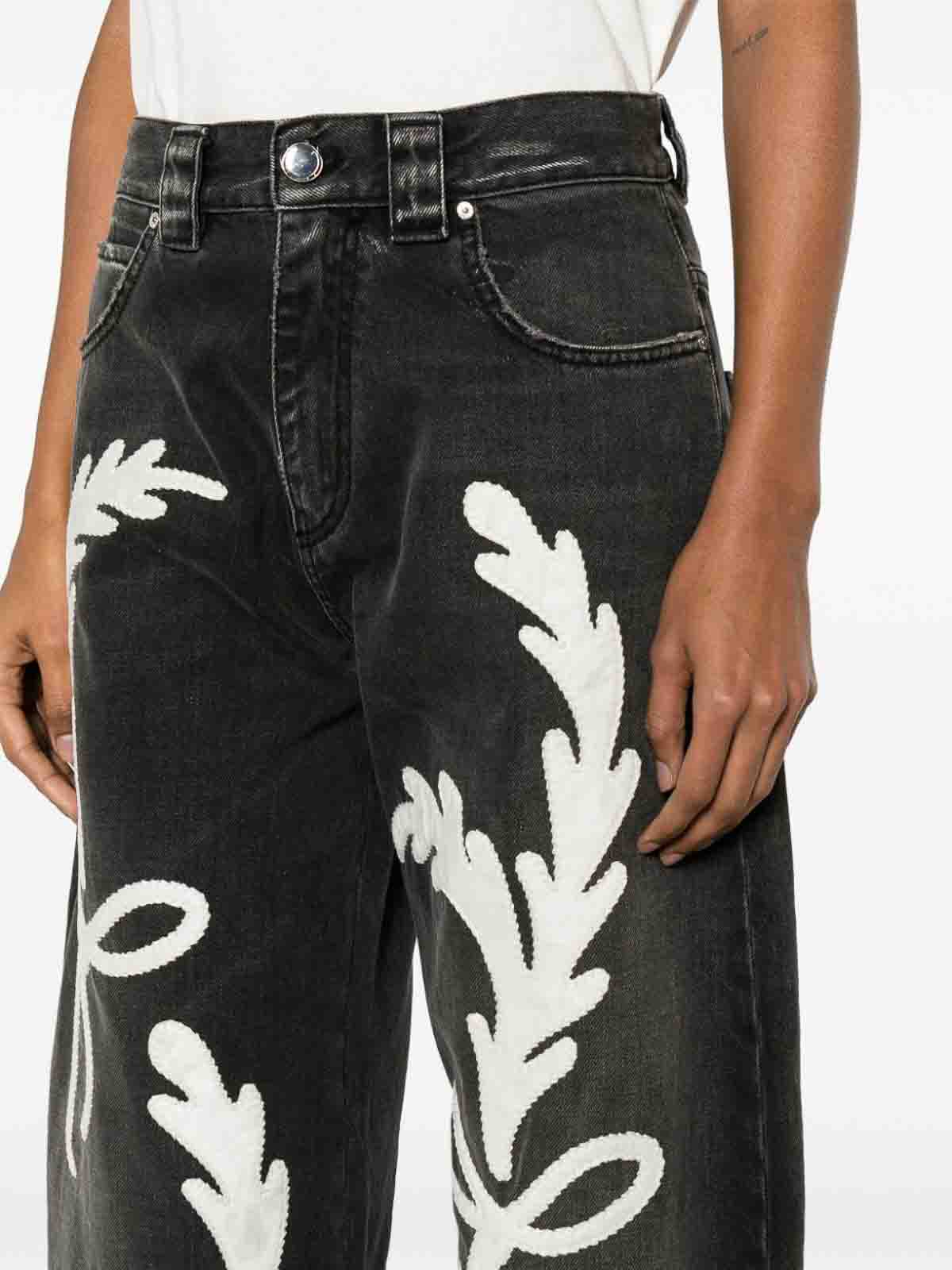 Shop Pinko Rodeo Embroidered Jeans In Black