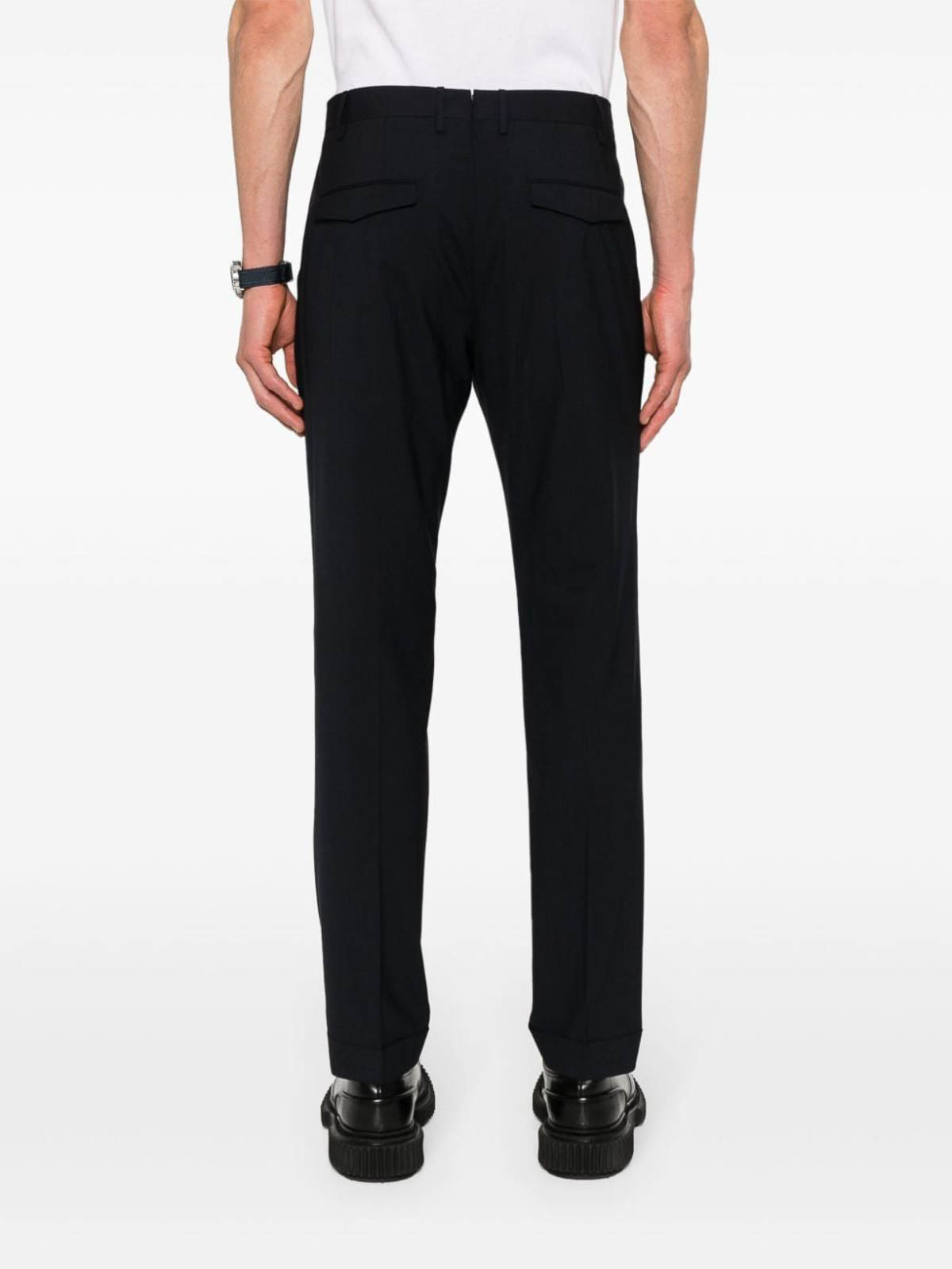 Shop Pt Torino Slim Fit Trousers In Blue
