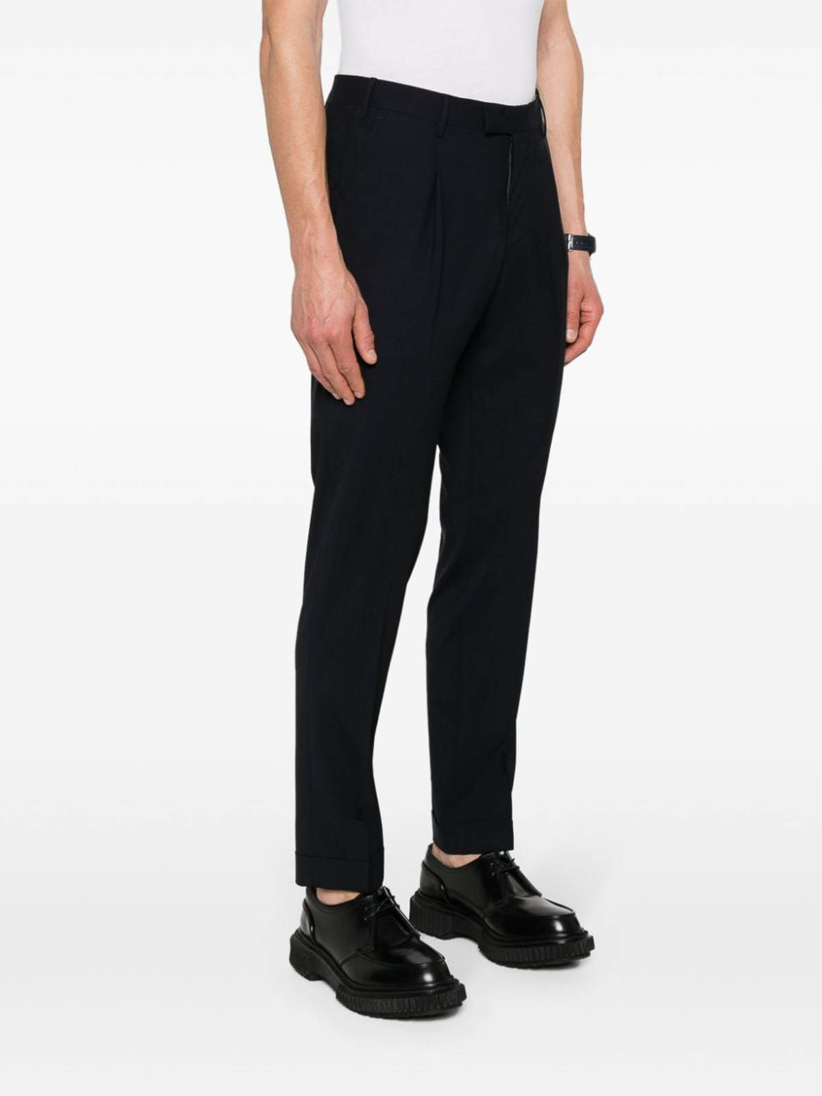 Shop Pt Torino Slim Fit Trousers In Blue