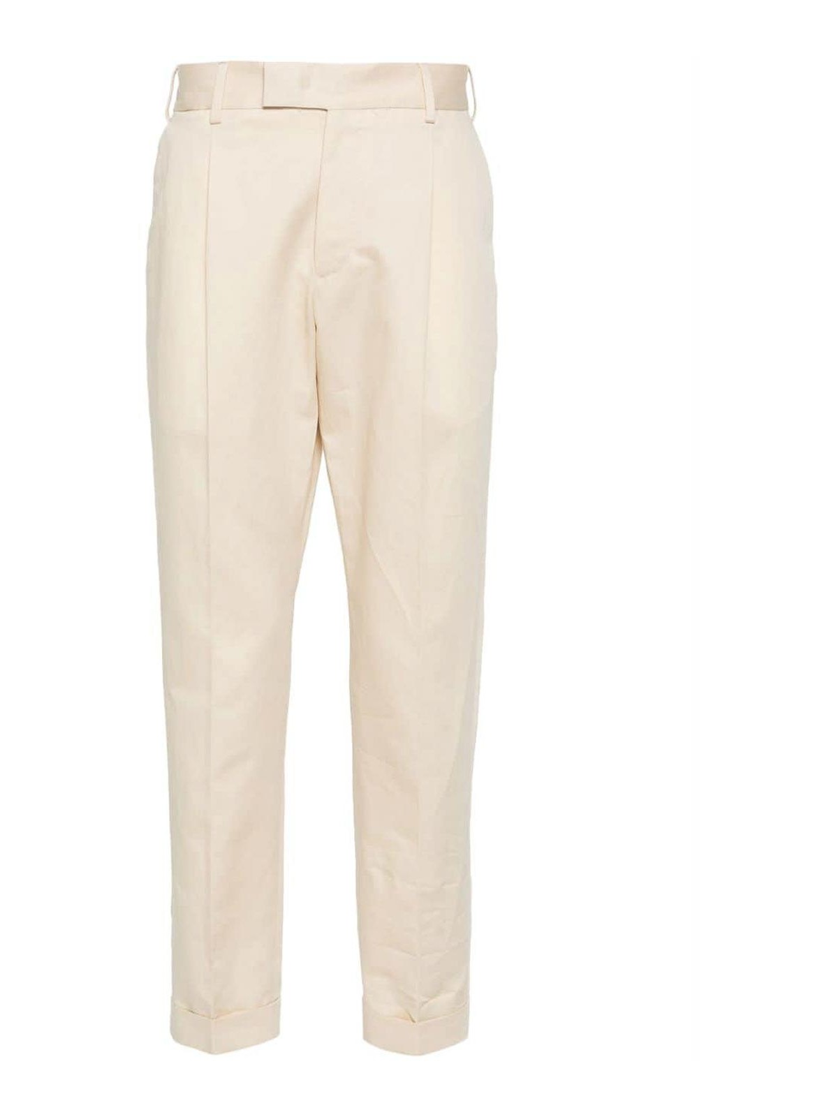 Pt Torino Cotton And Linen Trousers In Neutral