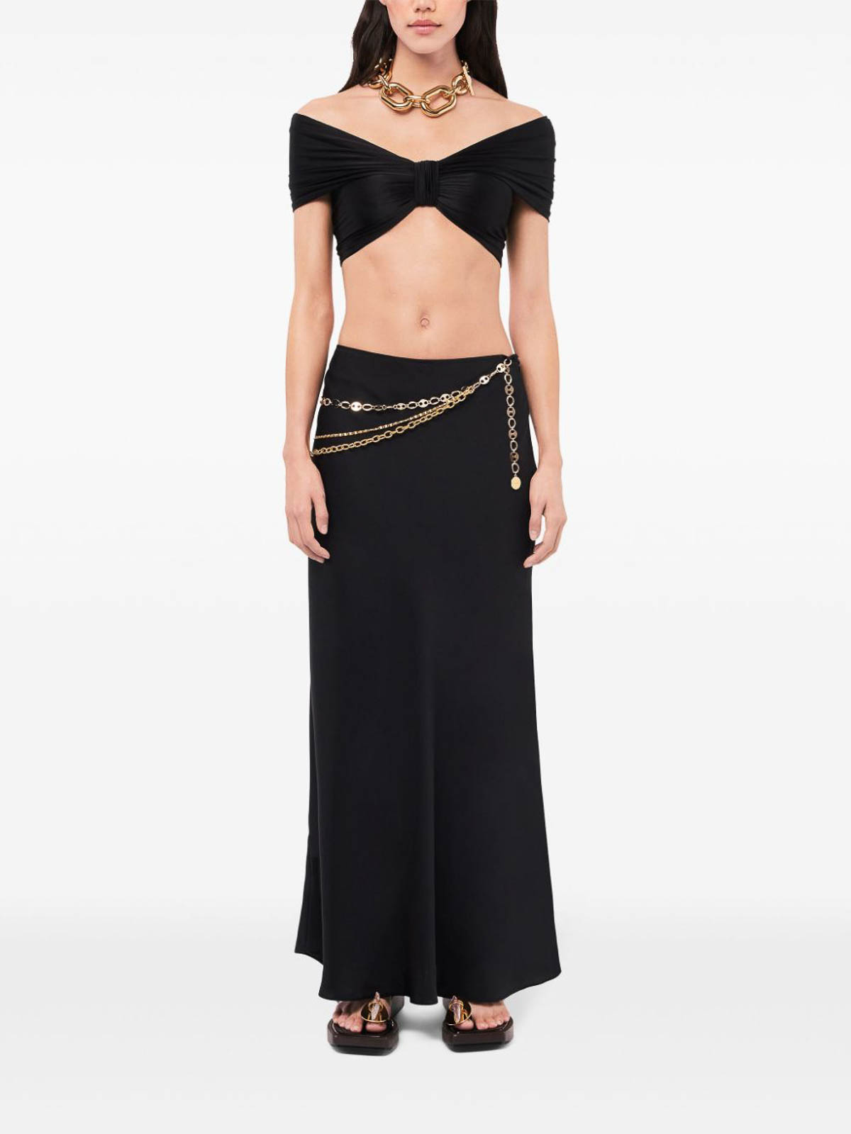 Shop Rabanne Chain Detail Skirt In Black
