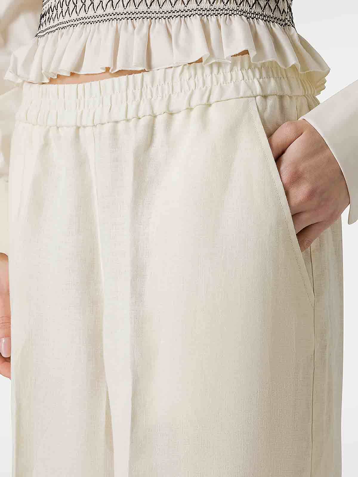 Shop Seventy Linen Trousers In Beige
