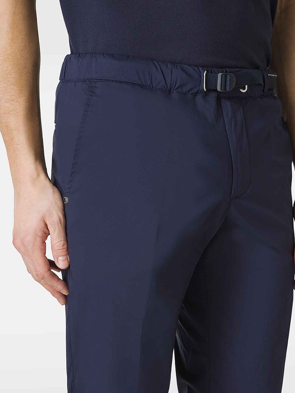 Shop White Sand Pants With Belt In Blue