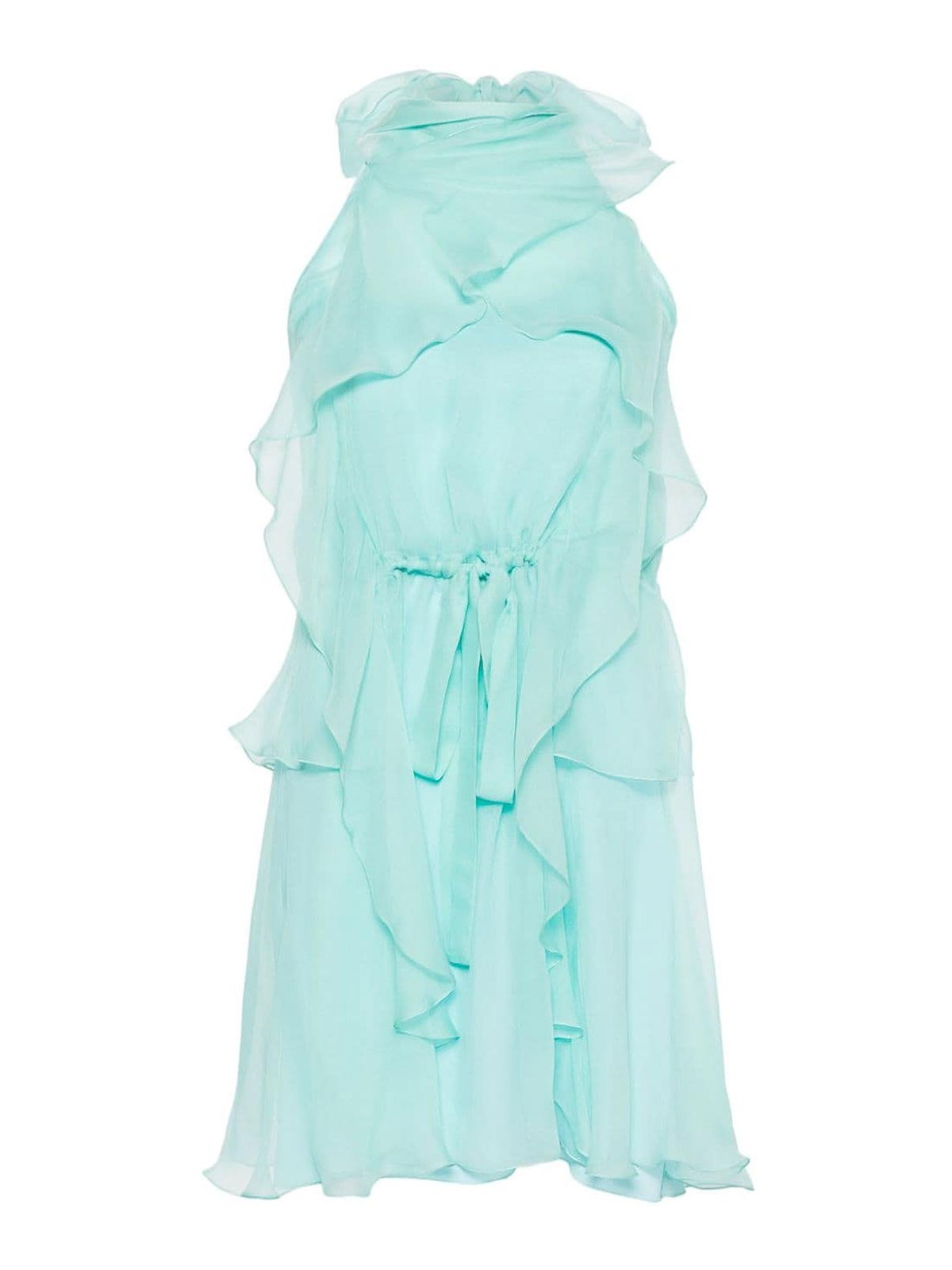 Shop Alberta Ferretti Dress With Ruffles In Light Blue