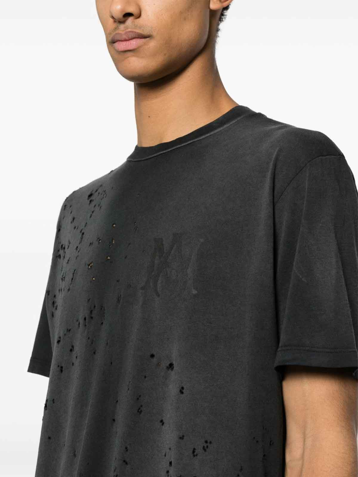 Shop Amiri Distressed Effect T-shirt In Black