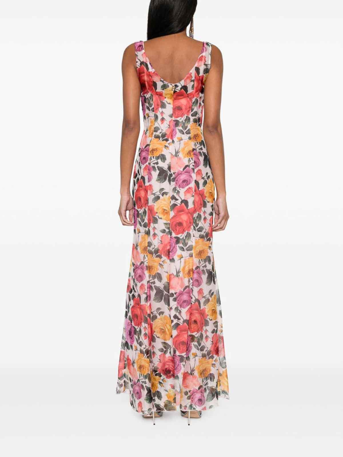 Shop Blugirl Long Dress With Floral Print In Multicolour