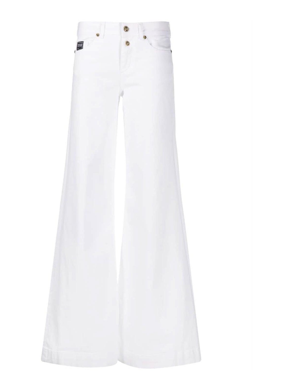 Shop Versace Jeans Couture Wide Leg Jeans In White