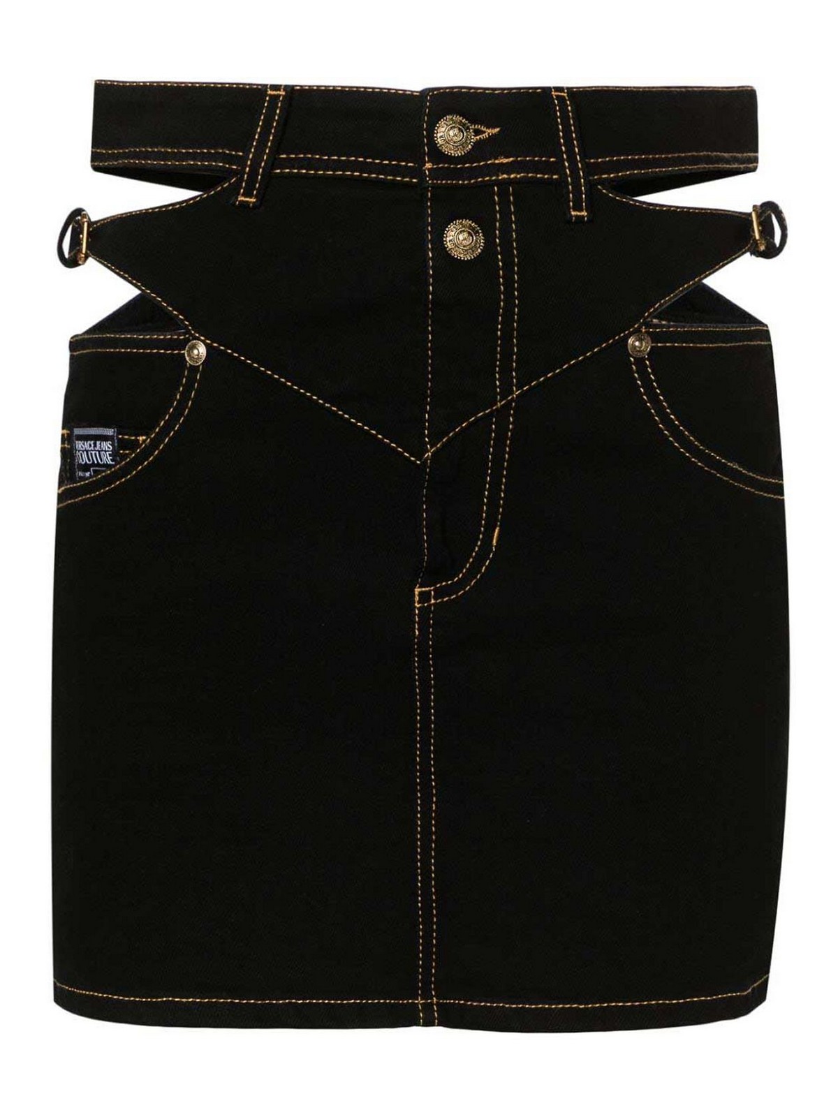Shop Versace Jeans Couture Falda Semilarga - Negro In Black