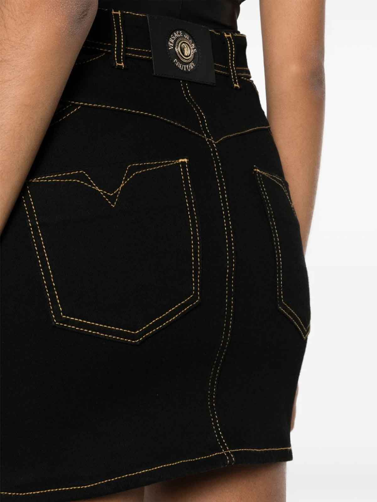 Shop Versace Jeans Couture Skirt Cut-out Details In Black