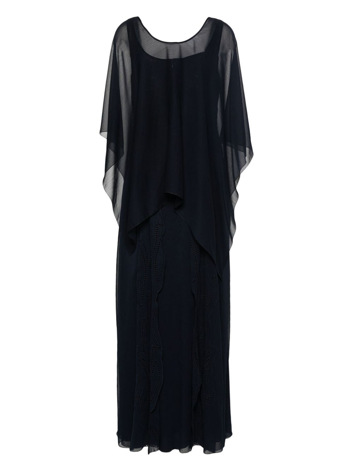 Shop Alberta Ferretti Sleeveless Evening Gown With Cape In Black