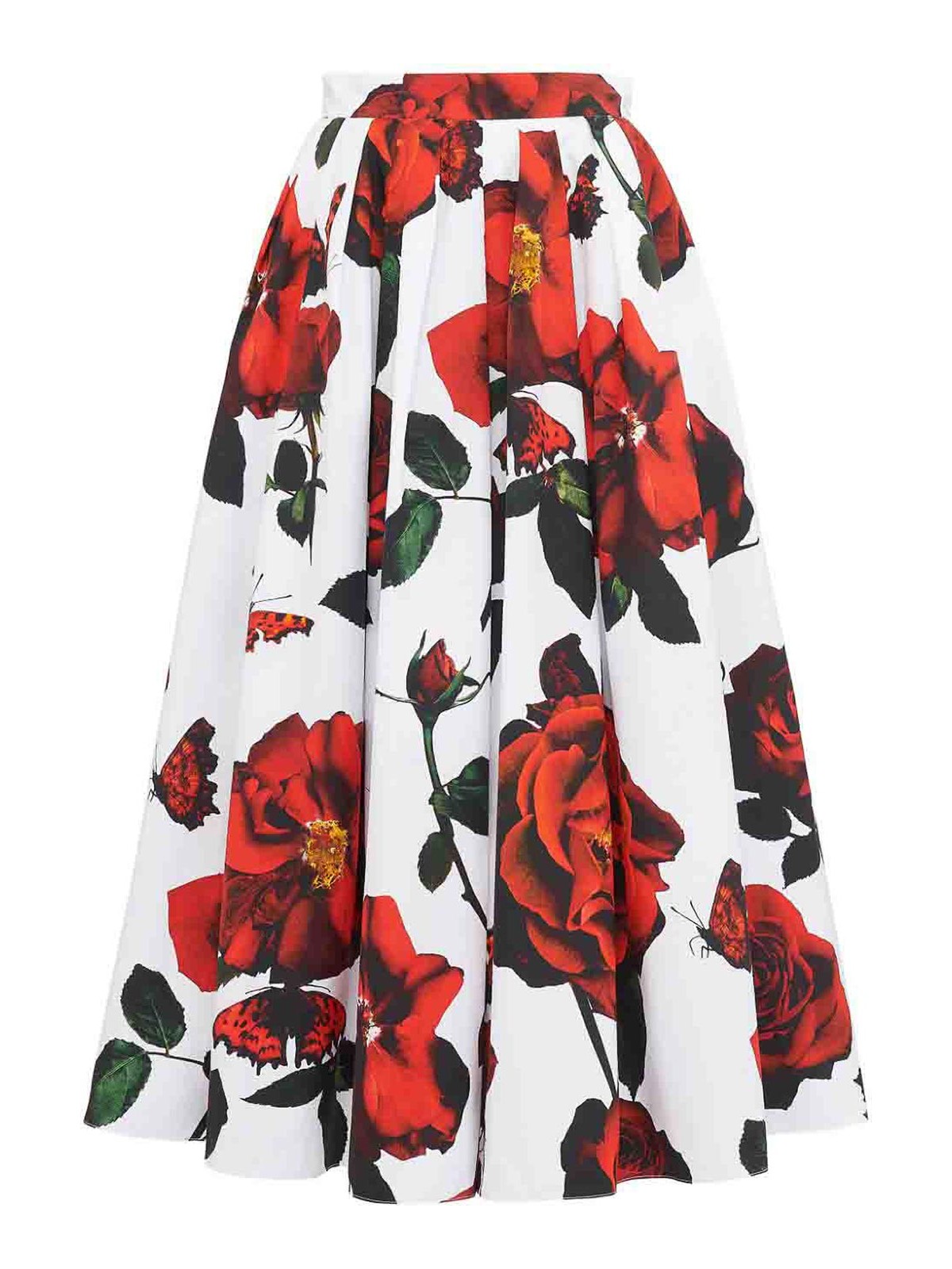 Shop Alexander Mcqueen Rose Print Skirt In White