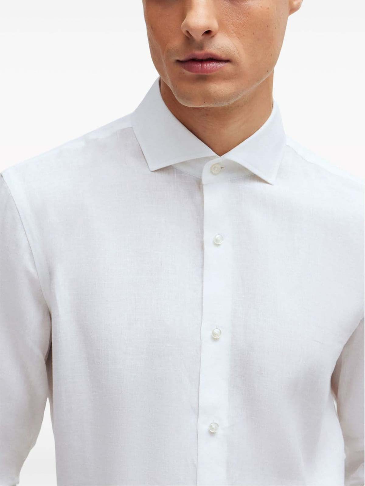 Shop Hugo Boss Linen Shirt In White