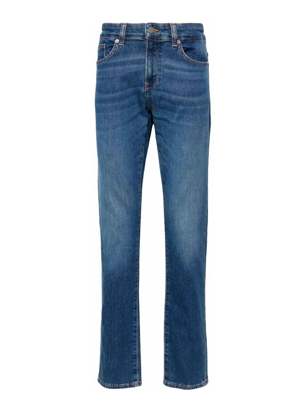 Shop Hugo Boss Slim-fit Stretch Cotton Jeans In Blue