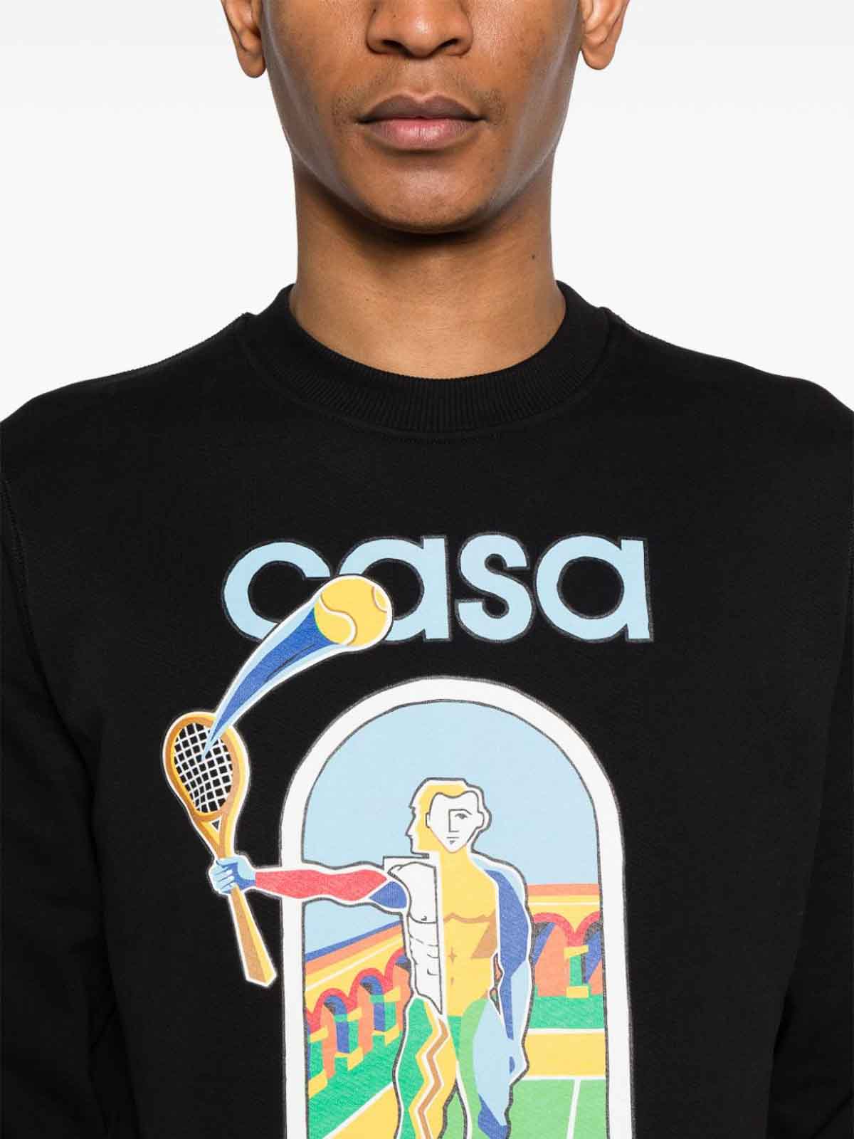 Shop Casablanca Graphic Print Sweatshirt In Black