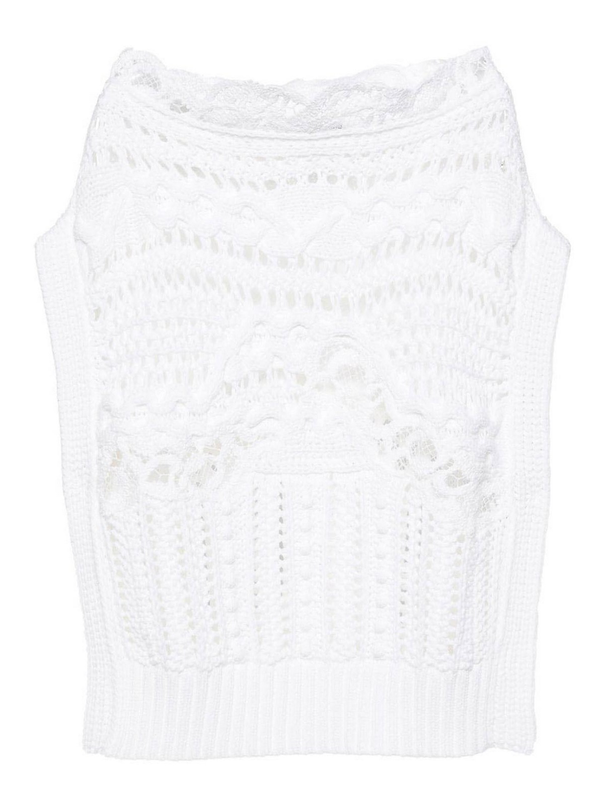 Ermanno Scervino Crochet Knitted Top In White