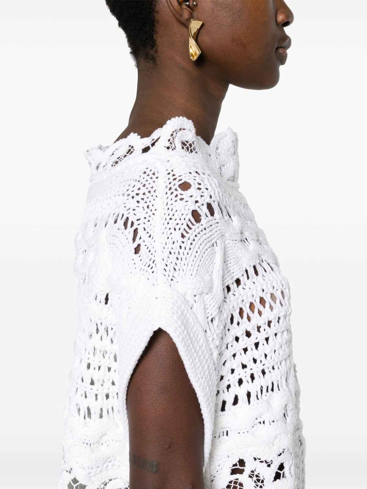 Shop Ermanno Scervino Crochet Knitted Top In White