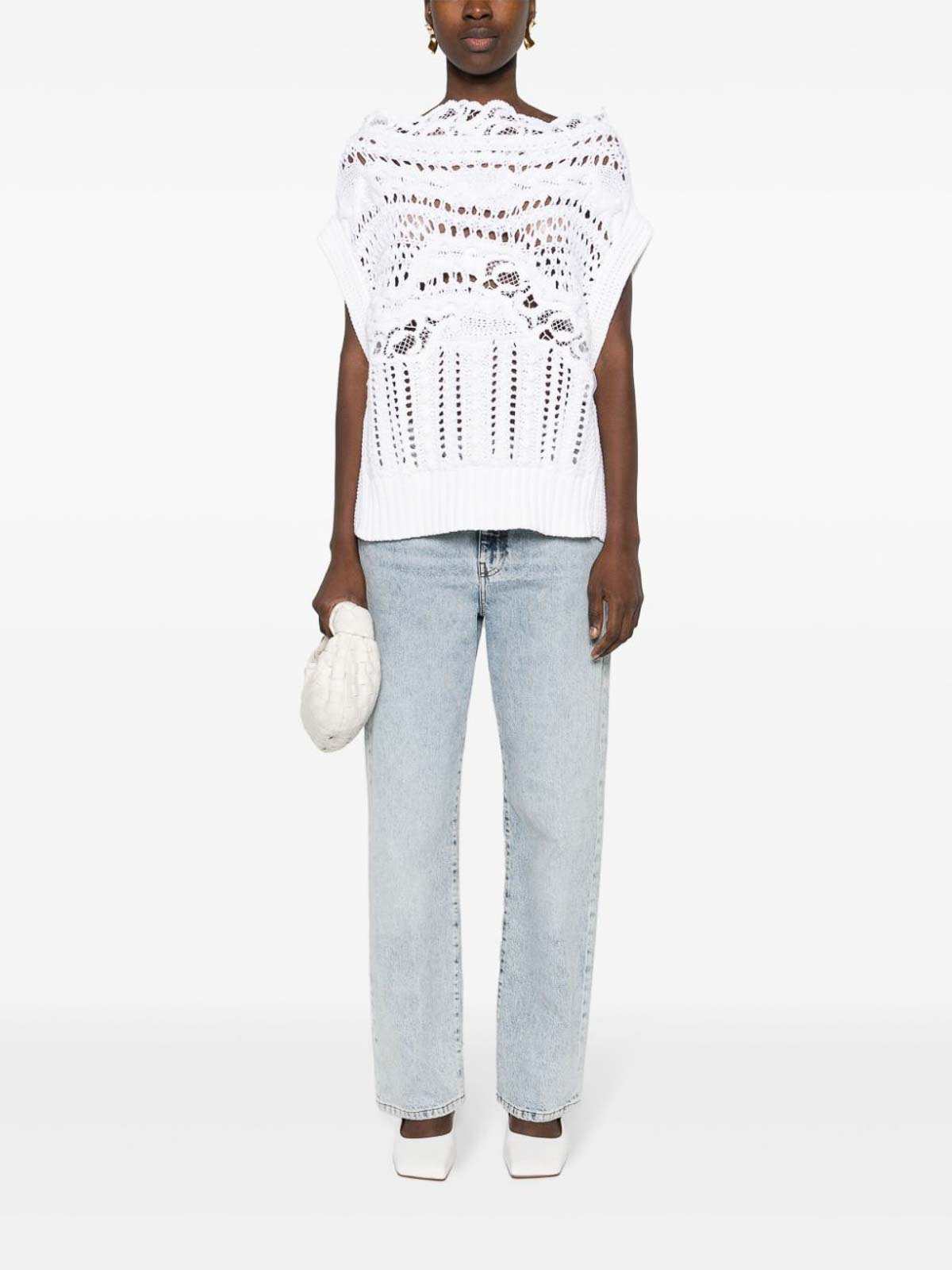 Shop Ermanno Scervino Crochet Knitted Top In White