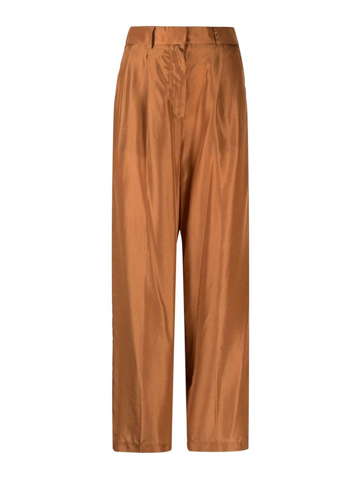 Shop Forte Forte Trousers With Pleated Details In Brown