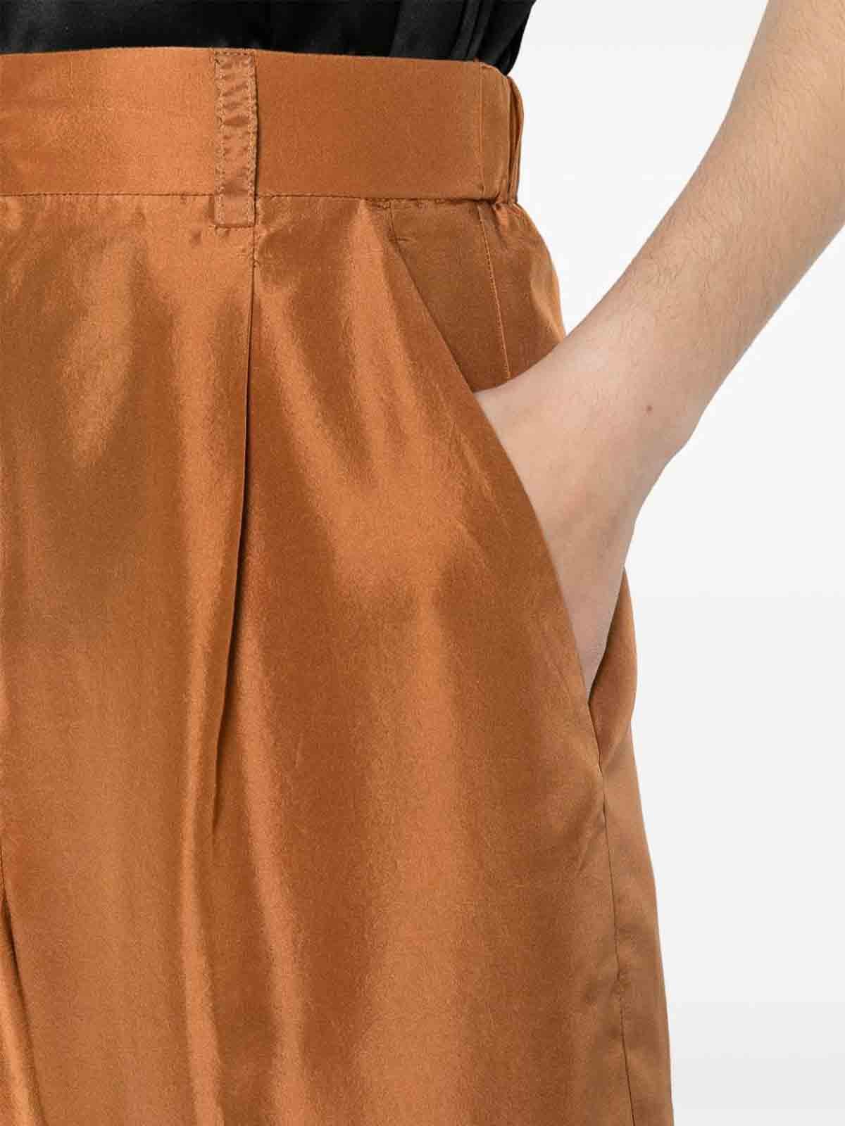 Shop Forte Forte Trousers With Pleated Details In Brown