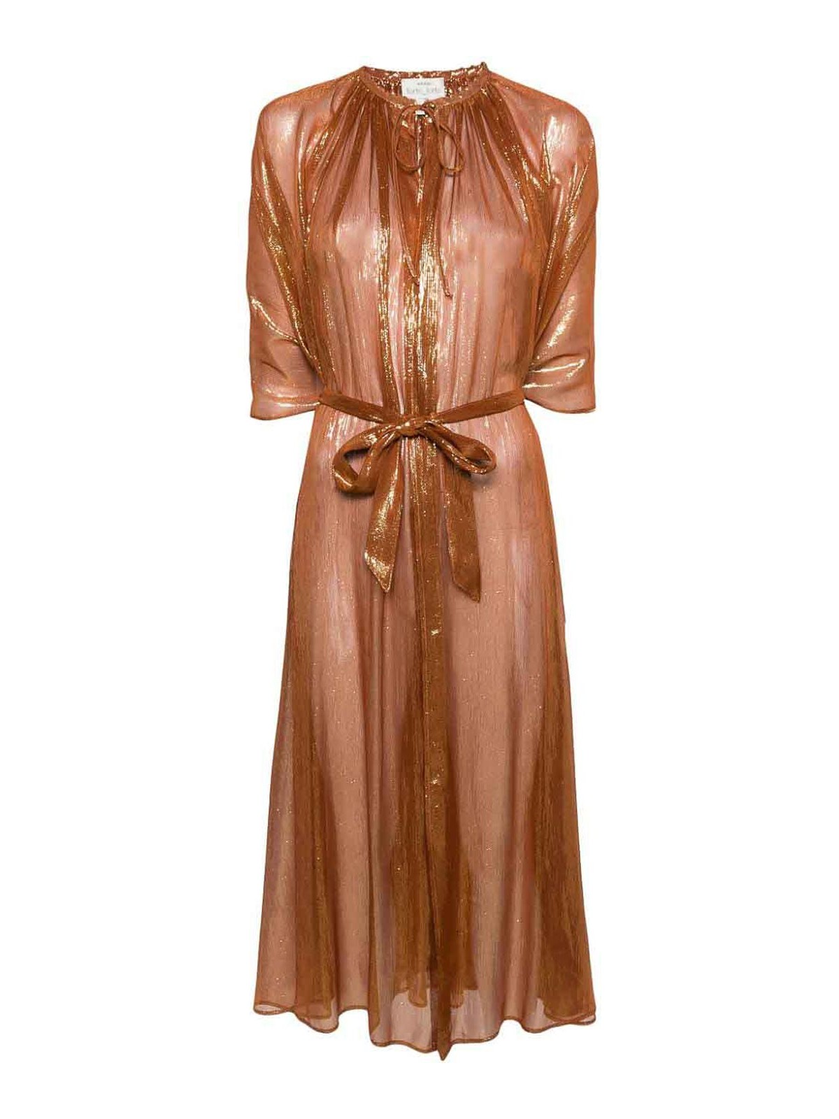 Shop Forte Forte Beaded Silk Chiffon And Lurex Cape In Brown