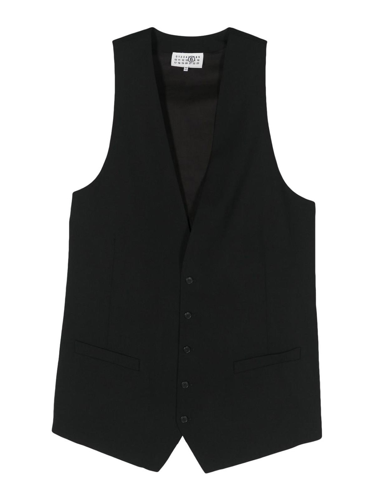 Shop Mm6 Maison Margiela Long Pointed Vest With Lacing In Black