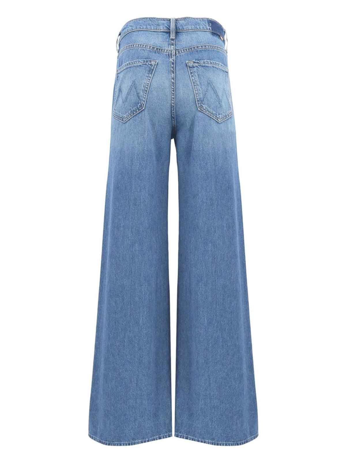 Shop Mother The Ditcher Roller Sneak Jeans In Blue