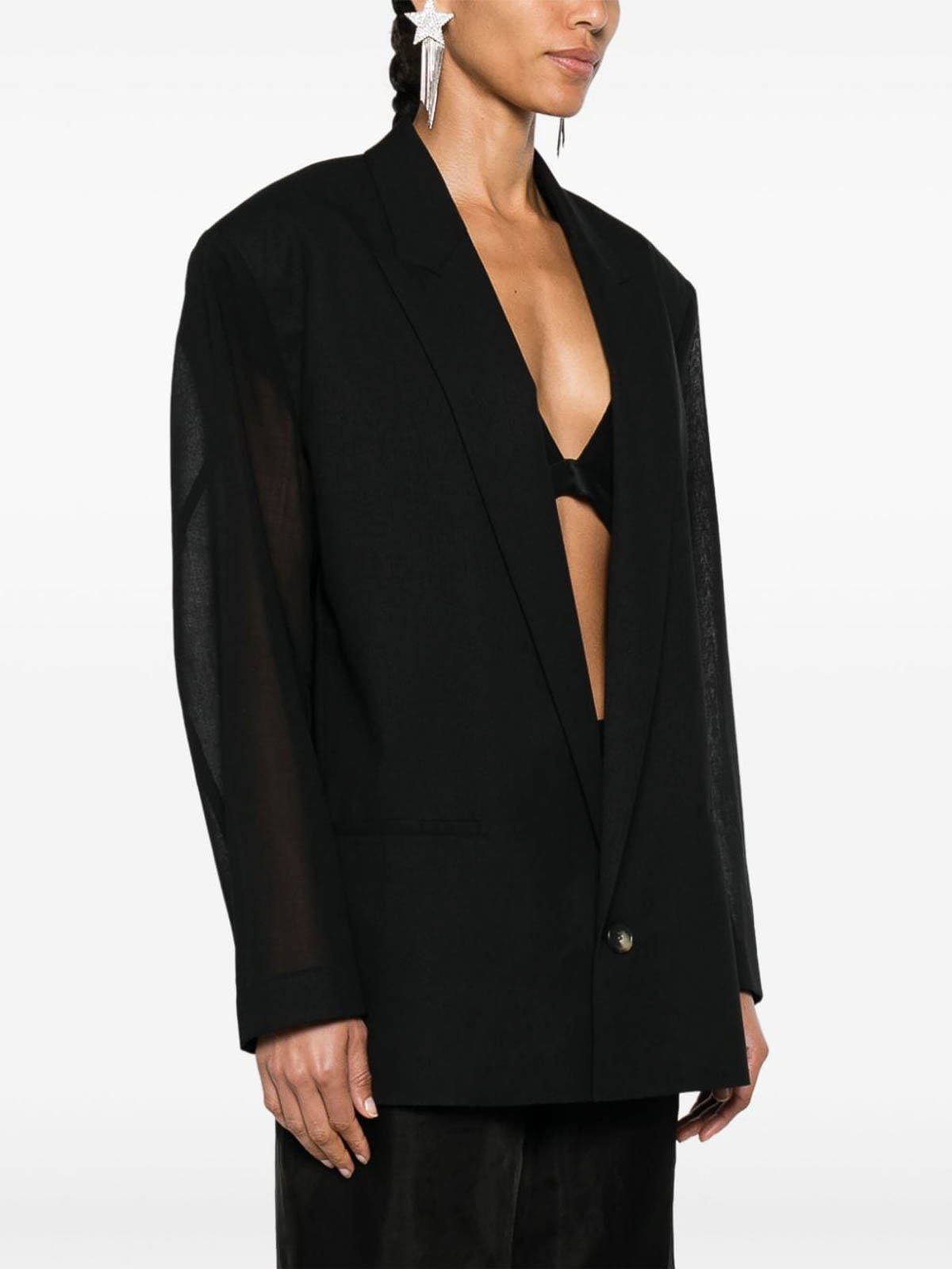 Shop Philosophy Di Lorenzo Serafini Single-breasted Semi-transparent Blazer In Black