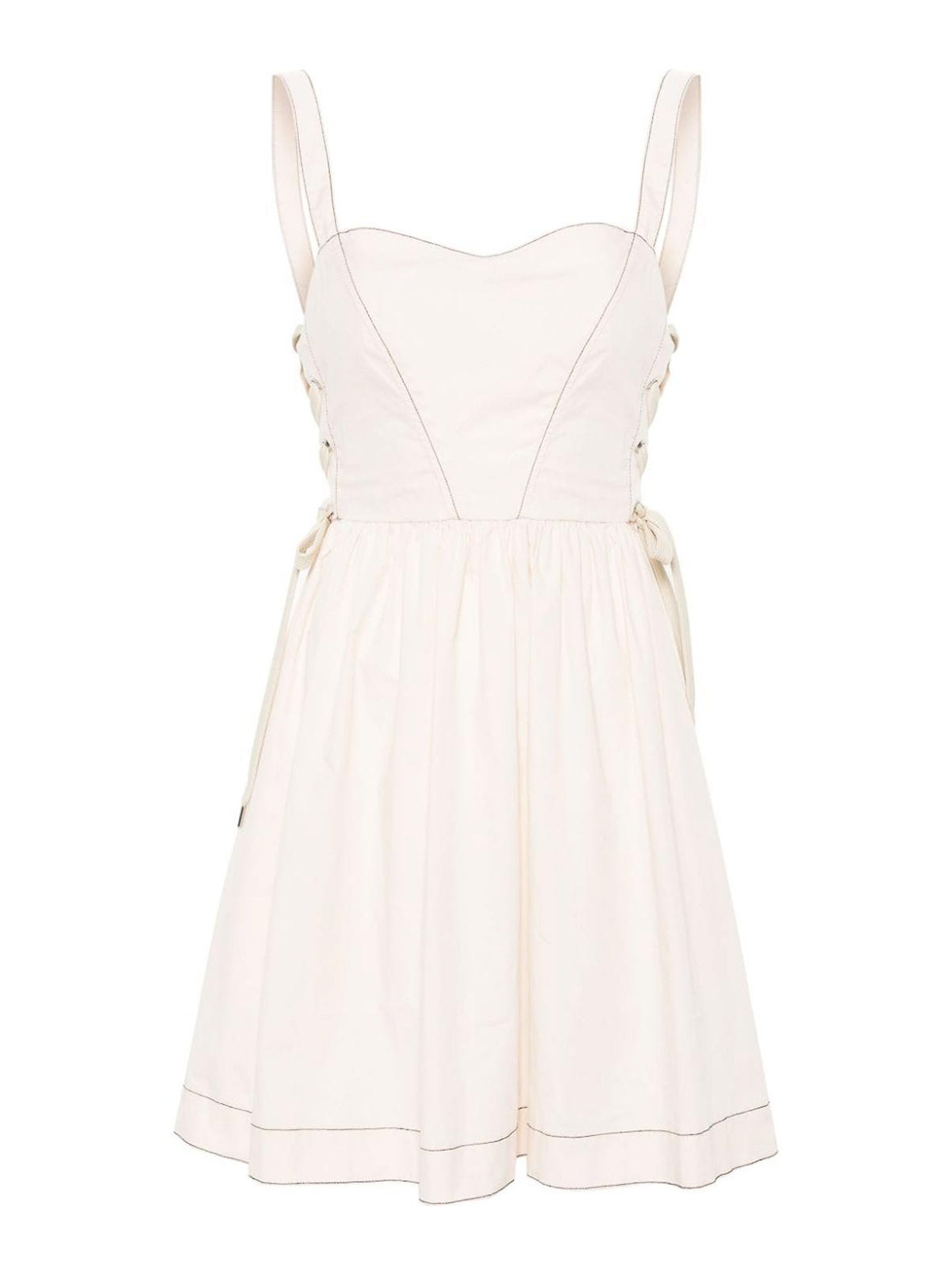 Shop Pinko Dress With Ruched Details In Nude & Neutrals