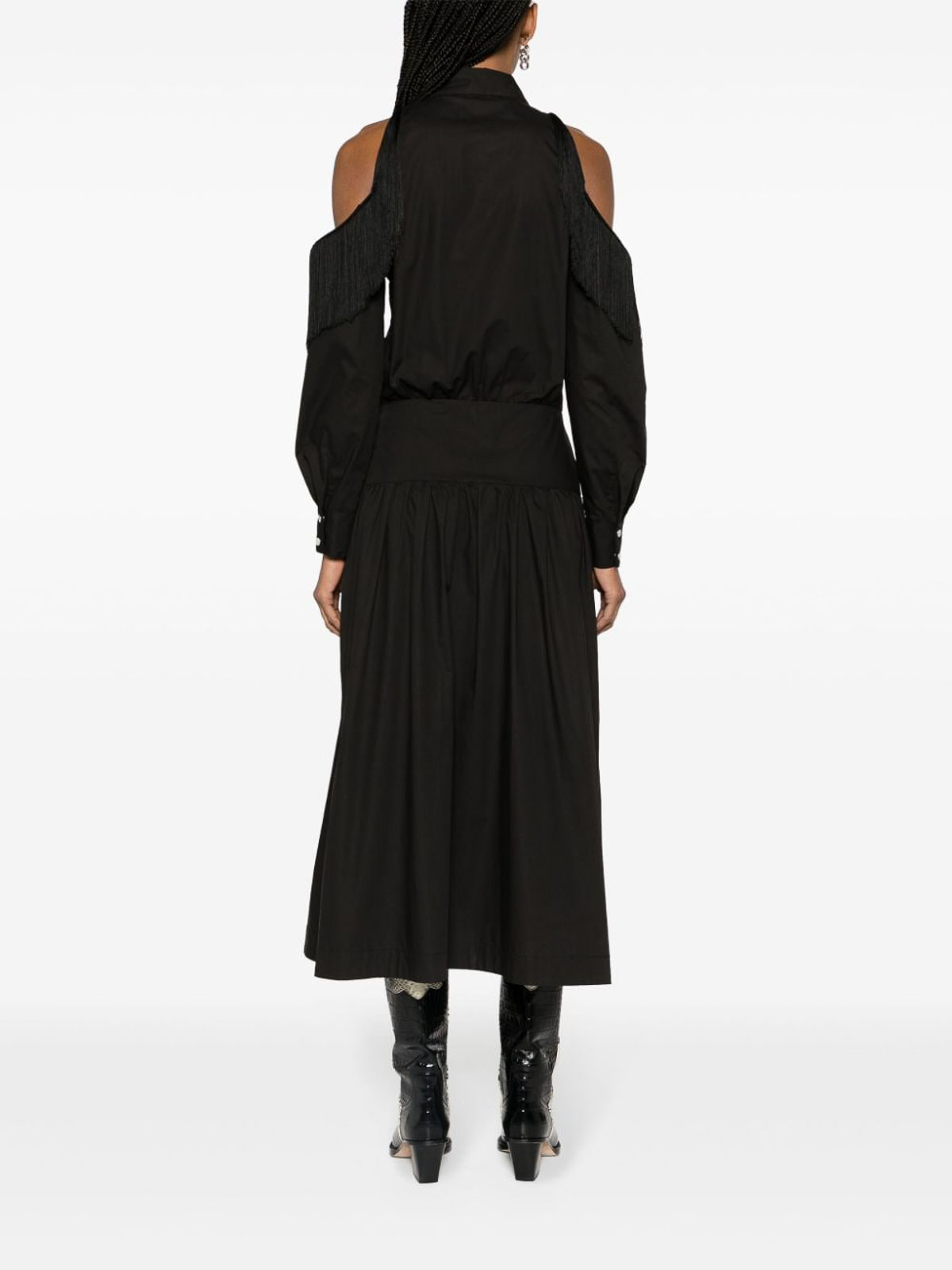 Shop Pinko Off-the-shoulder Dress In Black