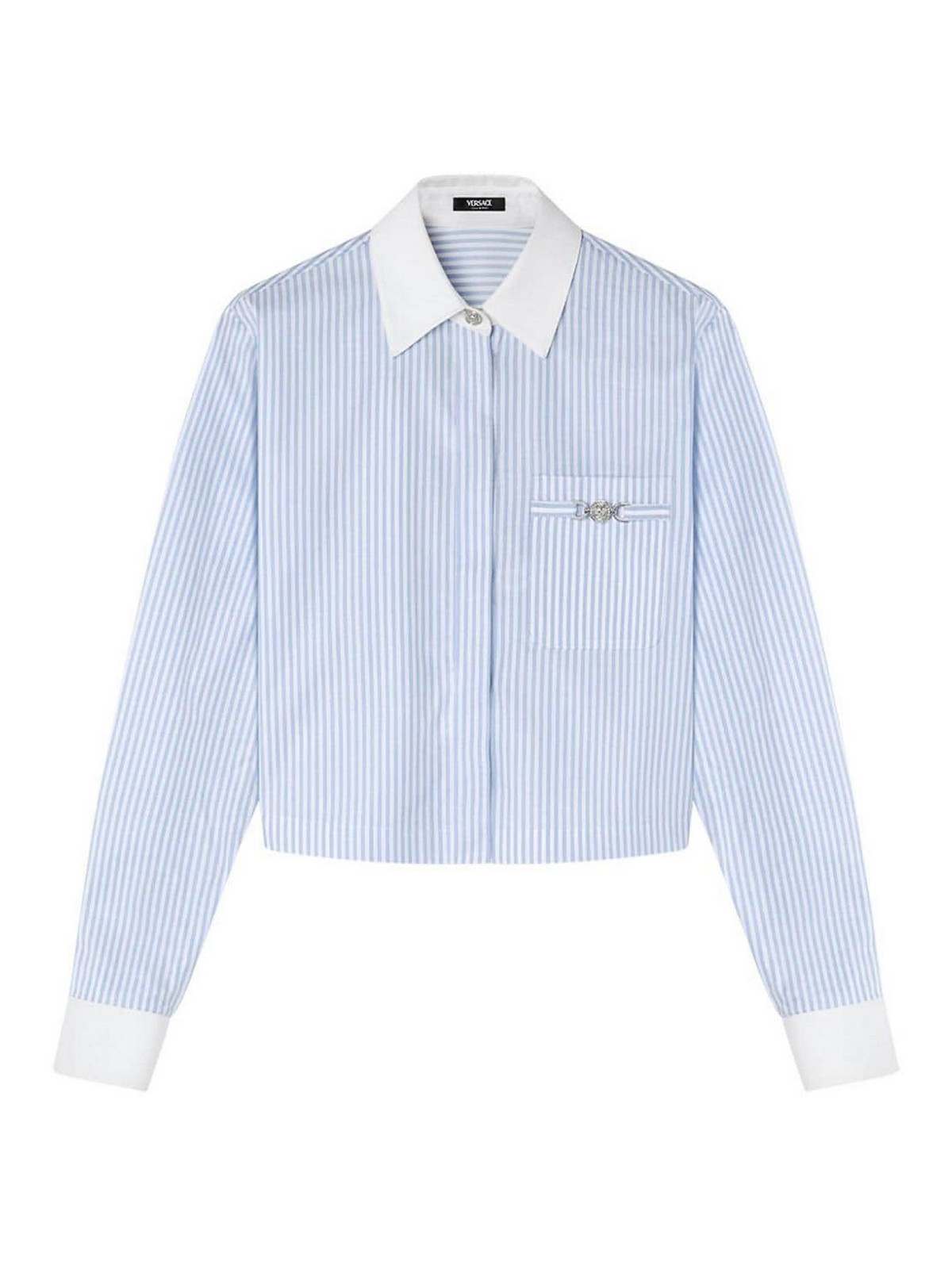 Shop Versace Striped Shirt In White