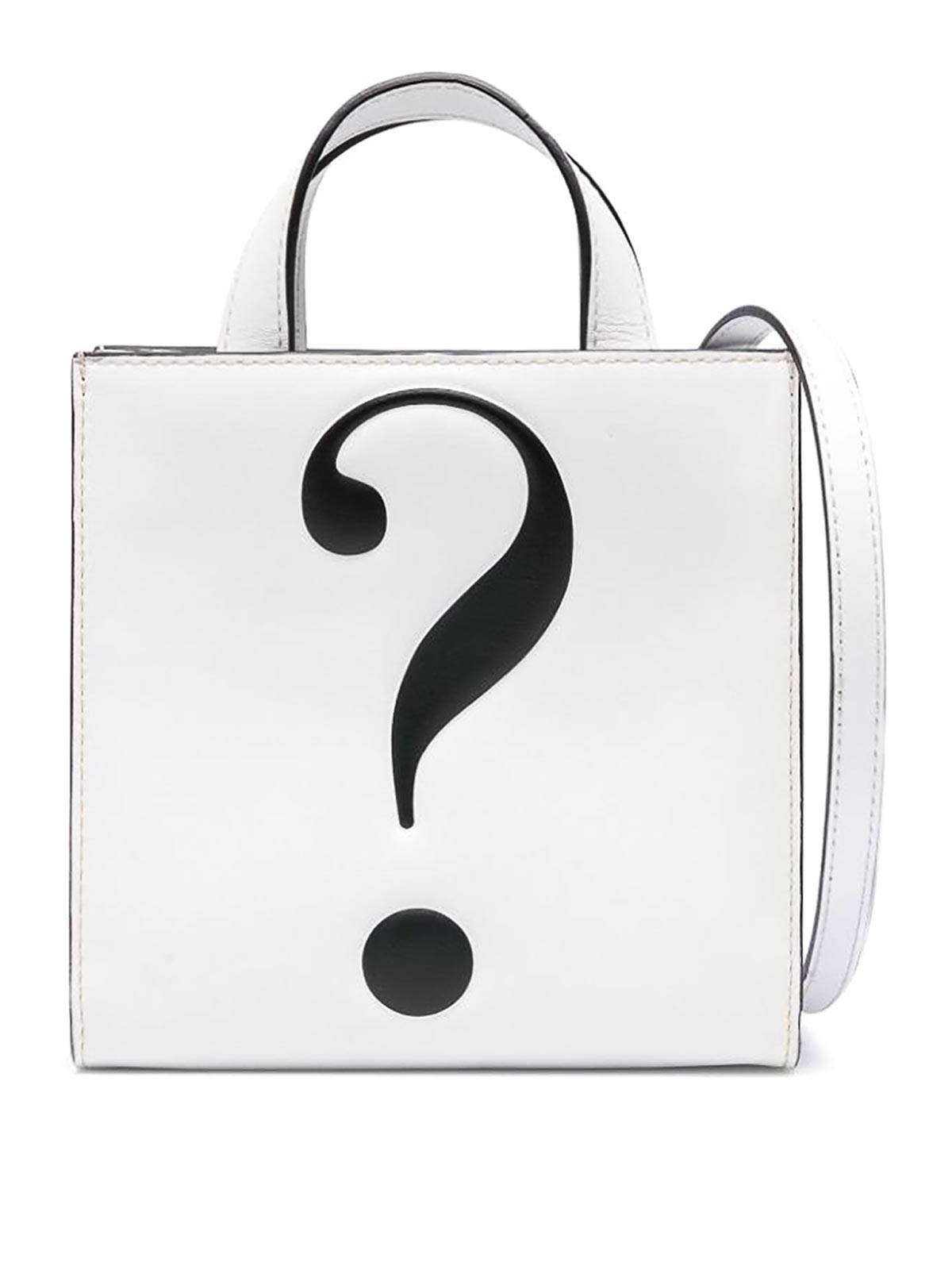 Shop Moschino Question Mark Bag In White