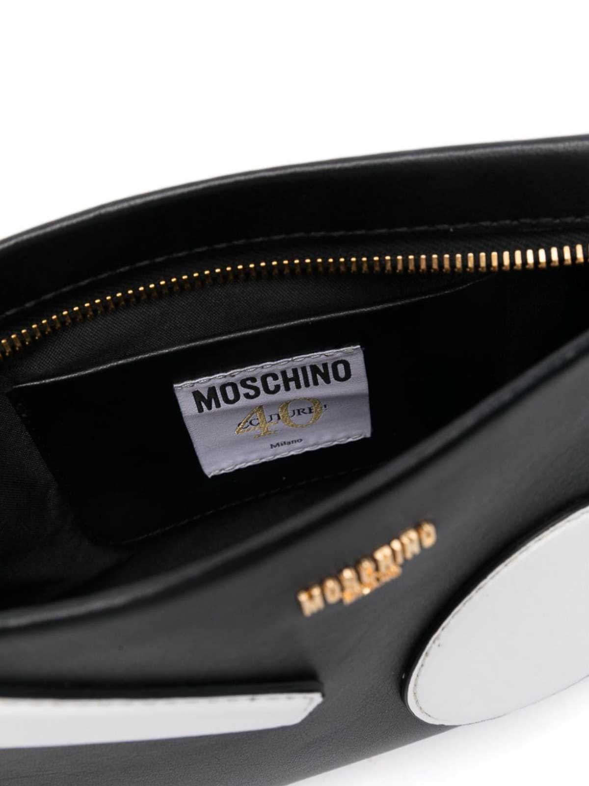 Shop Moschino Exclamation Mark Clutch Bag In Black