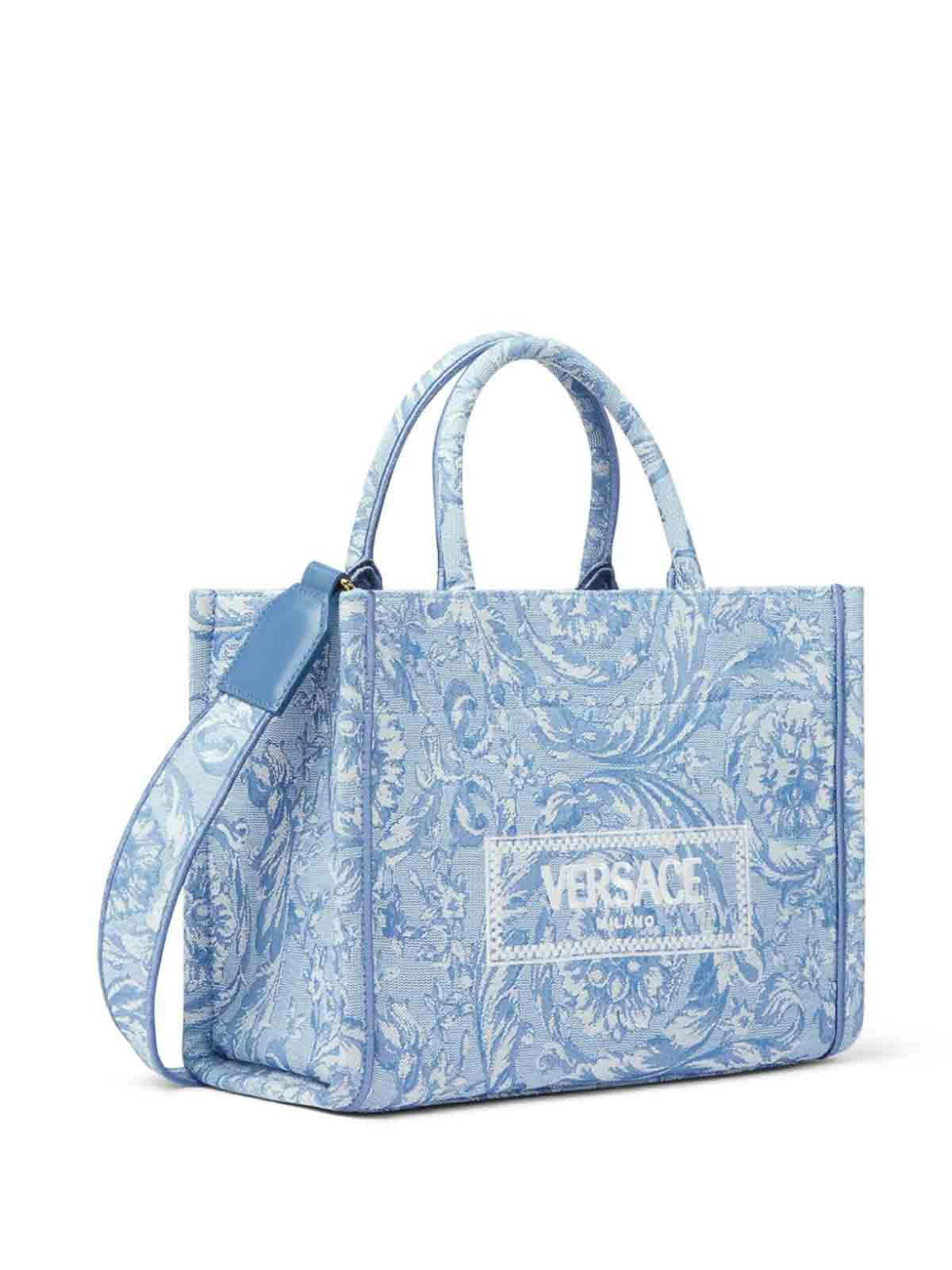 Shop Versace Athena Bag In Blue