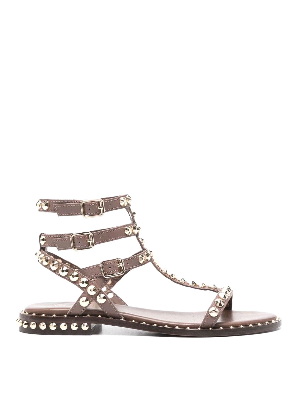 Shop Ash Play Leather Sandals With Decorations In Brown