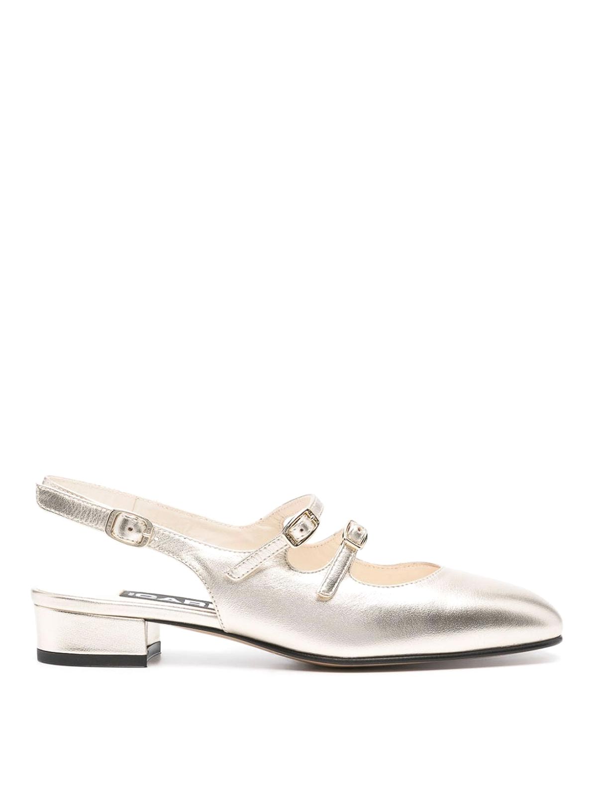 Care Label Slingback Peche Night In Leather In Gray