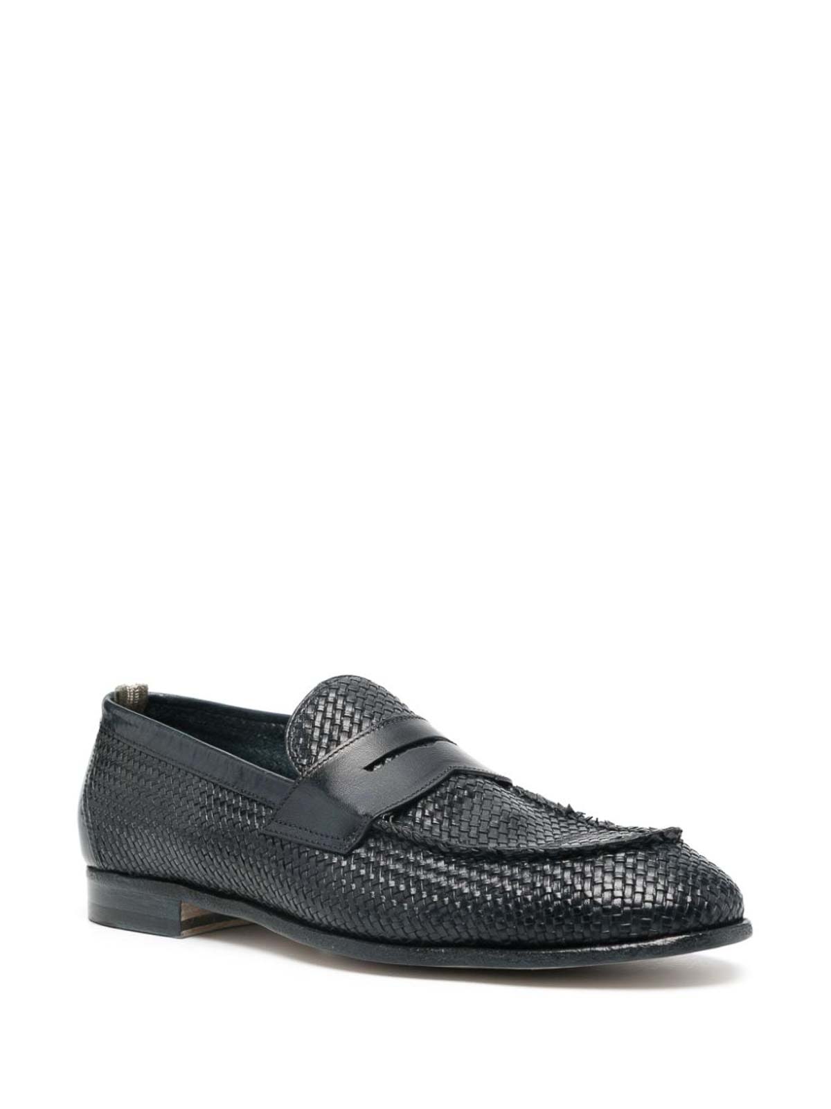 Shop Officine Creative Woven Design Loafers In Blue
