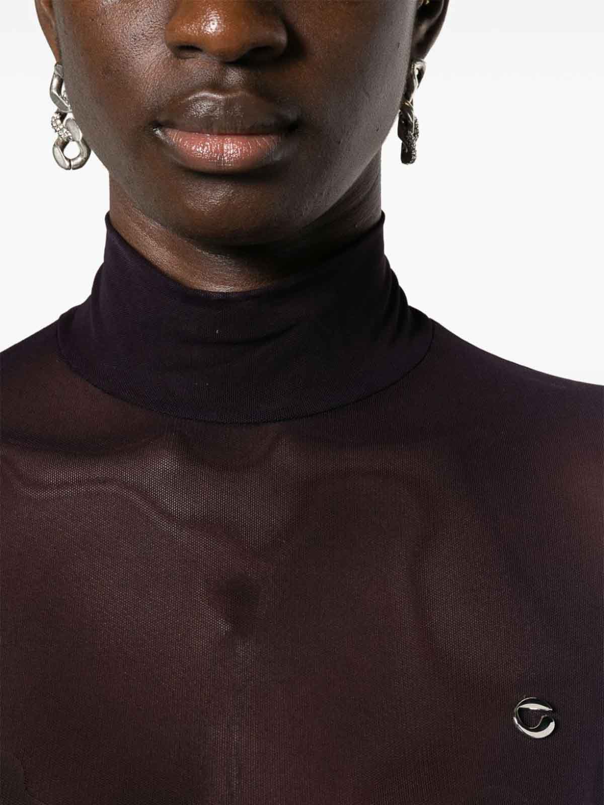 Shop Coperni High Neck Fitted Top In Burgundy